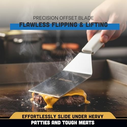 Dexter-Russell Basics 4" x 3" Hamburger Turner | P94854 | Square-End Stainless Steel Spatula with Offset Blade & Polypropylene Handle | Medium Size, NSF Certified - Image 4