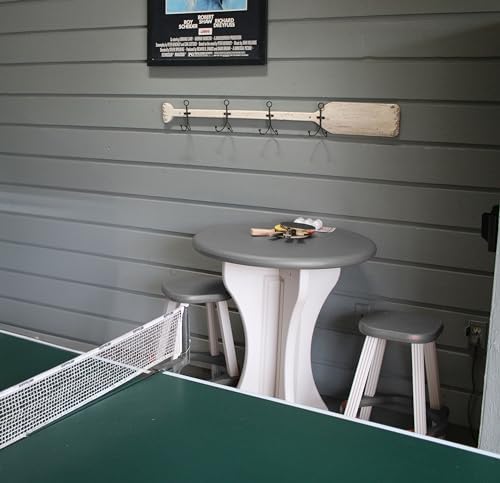 Patio Table Set with Two Barstools - Warm Grey Base with Deep Grey Accents - Perfect for Patio and Outdoor Spaces. Hardware Free Easy Assembly. Proudly Made in USA - Image 3