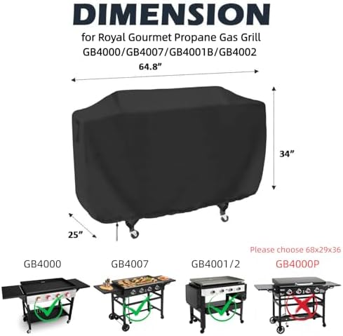 Flattop Grill Cover for Royal Goumet for Char-Griller Flat Iron 4 Burner - Image 2