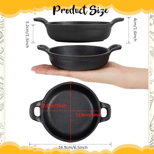Ziliny 20 Pack Mini Cast Iron Skillets 5 x 5 x 1.3 Inch Pan Ramekin Set - Image 2