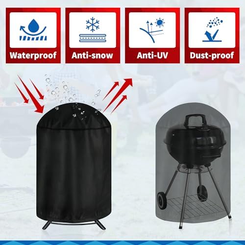 iCOVER Round Grill Cover, 29" Dia x 38" H Dome Smoker Cover, Waterproof Charcoal Kettle Grill Cover, UV Resistant BBQ Cover, Outdoor Barbecue Cover for Weber Char-Broil, Brinkmann and More - Image 5