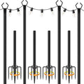 AILBTON 10Ft String Light Poles 4 Pack,Light Poles for Outside Lights,Outdoor with Fence Brackets Hanging Lights,Metal Stand Deck Patio Backyard by AILBTON