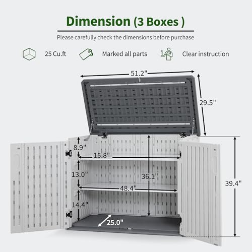 Macrout 25 Cu Ft Outdoor Storage Cabinet with Shelves, Waterproof ST5737 - Image 3