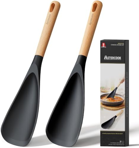 Astercook Cooking Spoon, 2 Pack, Nonstick Safe Silicone Spatula by Astercook
