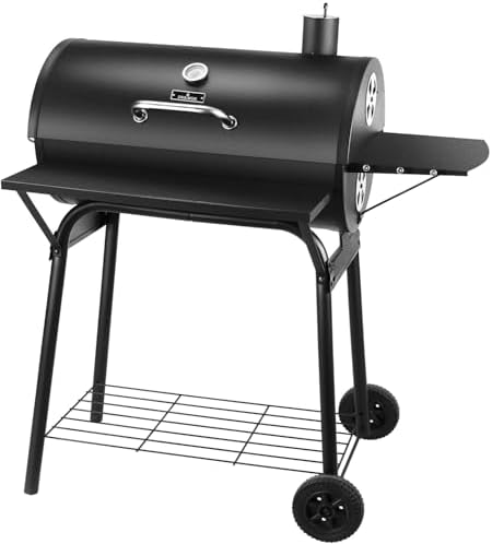 Charcoal Grill with Side Table,30In Barrel BBQ Grill for 627 Sq.In. by DNKMOR