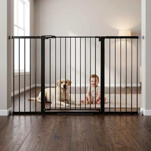 Mumeasy 36-63.3 in Extra Wide Dog Gate, 36 in Extra Tall Baby Gate, Black by Mumeasy-FocusonBabyPetSafetyGate