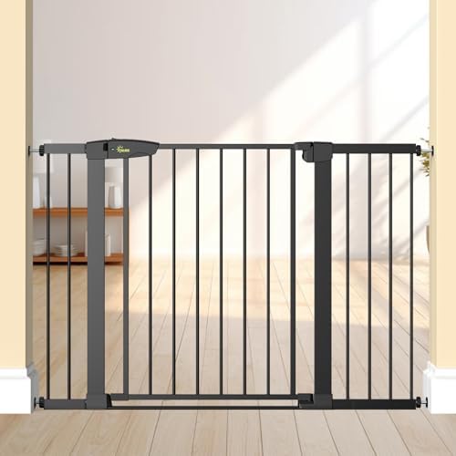 Baby Gate for Indoor Stairs & Doorways: Wide Expandable 27.9-42.1" Metal Safety Gate - Toddler Pets 30" Tall Dog Gate with Easy Install Pressure Mount Dual Lock & 2-Way Swing, Black. by Unknown