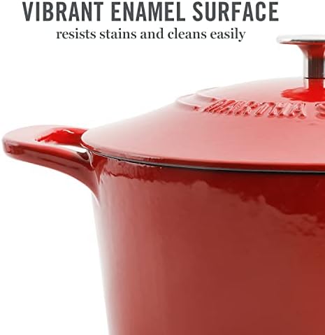 MARTHA STEWART Gatwick 7-Quart Enamel Cast Iron Dutch Oven – Red Ombre – Heavy-Duty Dutch Oven for Slow Cooking, Braising & Baking - Image 3