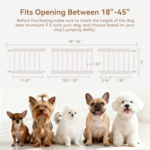 Fldofaves Dog Gate Indoor,18"-45" Extra Wide Metal Short Dog Gate to Step Over, 14" Tall Small Pet Gate with 3 Extension Kits, Pressure Mounted for Doorways & Stairs - Image 2