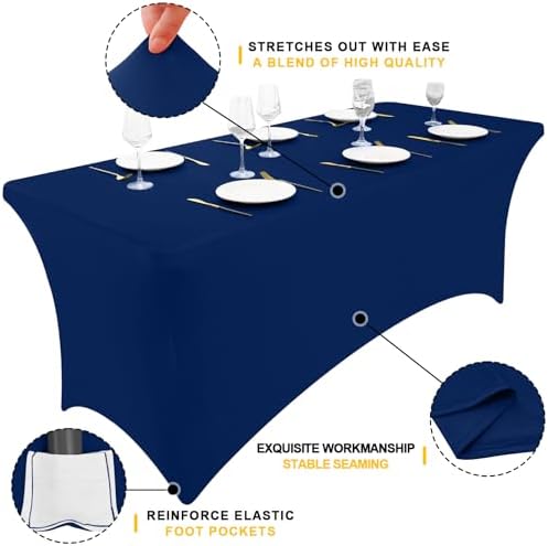 Smiry 2 Pack Spandex Table Cloth 4FT, Elastic Fitted Navy Tablecloth - Image 3