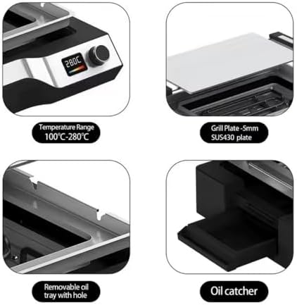 Electric Griddle, 14" Indoor Grill, Spatula & Fork Included - Image 5
