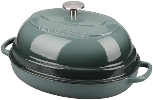 EDGING CASTING Enameled Oval Cast Iron Dutch Oven Pot with Lid, Bread Dutch Oven for Sourdough Bread Baking, Dutch Oven Bread, Bread Oven, 6QT, Slateblue - Image 5