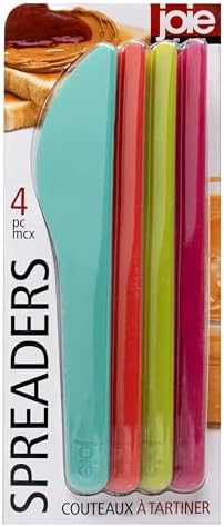 Joie Spreaders Set, Reusable Plastic Knives, 4-Count Assorted Colors by TheJoie