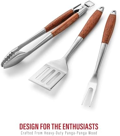 Heavy-Duty ​Panga-Panga​ BBQ Grilling Tools Set. Extra Thick Stainless Steel Multi-Function Spatula, Fork & Tongs | Essential Accessories for Barbecue & Grill. Ideal Gift for Father - Image 2