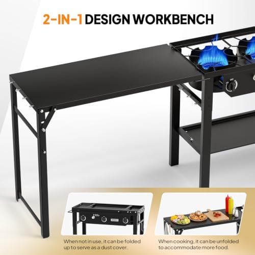 ROVSUN 3 Burner Propane Gas Stove with Foldable Workstation & Auto-Ignition - Image 3