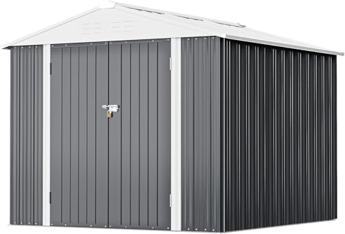 Greesum 8x6FT Outdoor Storage Shed, Gray by BuynowfromGreesum