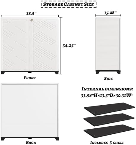 Mrosaa Outdoor/Indoor Storage Box,Resin and Plastic Storage Cabinet Waterproof,Outdoor Cabinet for Patio/Garden/Balcony/Backyard/All Room(with 3 Shelves)-White - Image 4