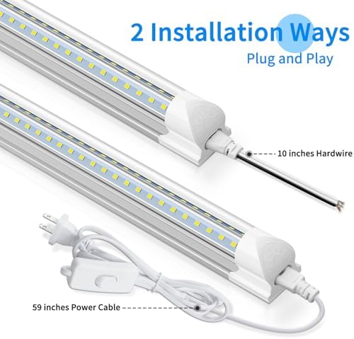 SHOPLED 8FT LED Shop Light 100W 15000LM 6000K ETL Certified 4-Pack - Image 4
