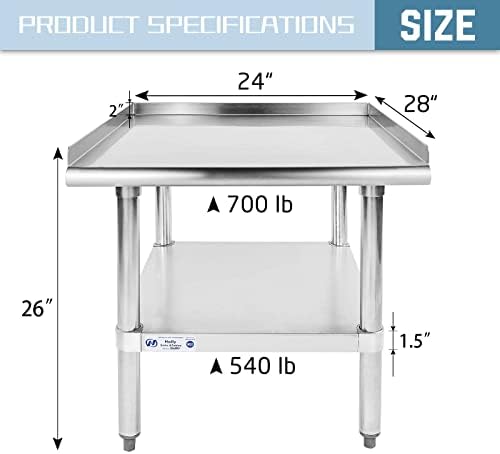 Hally Stainless Steel Equipment Stand 28"x24" Commercial Prep & Work Table - Image 2