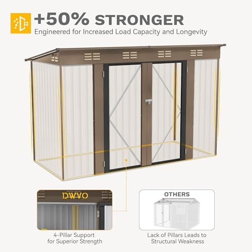 DWVO 9x4ft Large Outdoor Storage Shed with Lockable Doors & Air Vent - Image 6