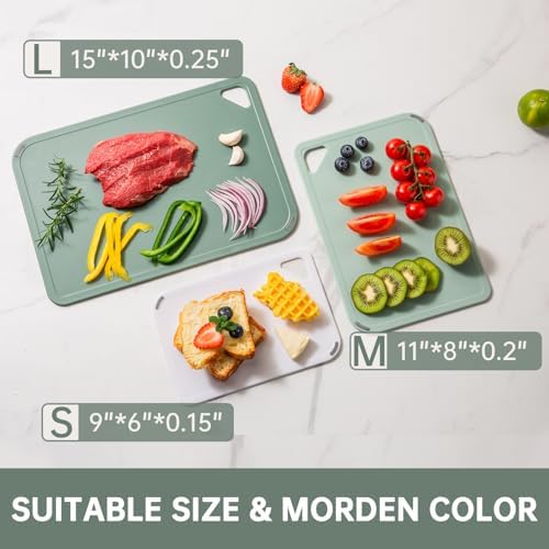 THETCHRY Plastic Cutting Board Set of 3-Cutting Boards for Kitchen BPA Free - Image 4