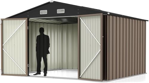 Greesum 10x8FT Outdoor Storage Shed Brown by BuynowfromGreesum