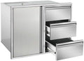 Outdoor Kitchen Door Drawer Combo Cabinet 28"x22"x19.5" Left Access Door Combo Cabinet & Built-in Triple Drawers for Patio Grill Station & Outdoor Kitchen Island (Drawer and Left Door Combo) by Unknown