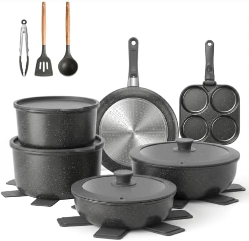 YASHE 20Pcs Nonstick Cookware Set with Detachable Handles, Oven Safe by YASHE