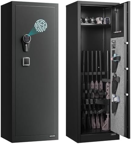 VEVOR 8-10 Gun Safe, Long Gun Cabinet for Rifles and Pistols, Quick Access Rifle Safe with 3 Pistol Pockets and Adjustable Racks, Digital Cabinet with Fingerprint and Password Lock(Assembly Required) by VEVOR