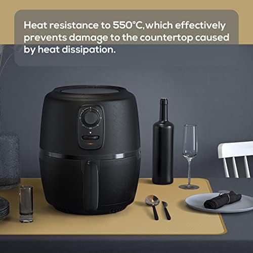 FLASLD Heat Resistant Mat for Air Fryer Site on, Fireproof Silicone Mats for Kitchen Counter, Countertop Protector, No-slip and Waterproof (12"X18", Brown) - Image 3