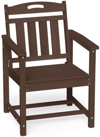 Ciokea HDPE Outdoor Patio Dining Chairs, All-Weather Furniture, Brown by CIOKEA