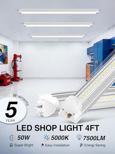 ELEKICO 6 Pack 50w 4ft Led Shop Light, Super Bright 7500lm 5000k V Shape 4' Led Shop Lights, Linkable 4 Foot Led Shop Lights for Garage Warehouse, Supermarket, Basement, Barn, Storage Area - Image 3