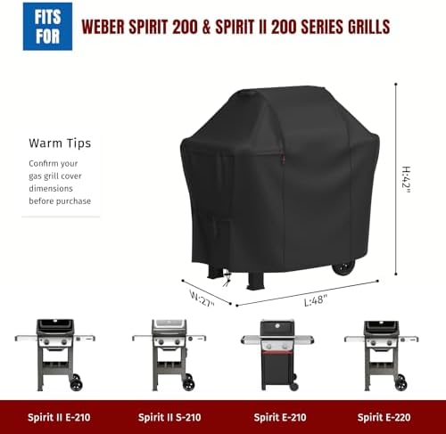 SHINESTAR 48in Grill Cover for 200 & Spirit II 200 Gas Gril, Velcro Straps - Image 2