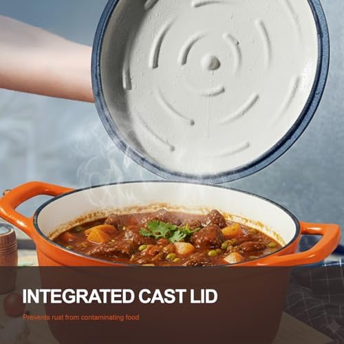 Overmont Enameled Cast Iron Dutch Oven - 5.5QT Pot with Lid Cookbook - Image 2