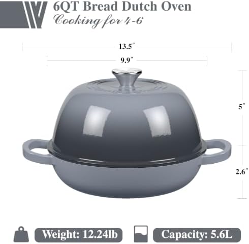 Umite Chef 6QT Enameled Cast Iron Dutch Oven for Bread Baking - Image 2
