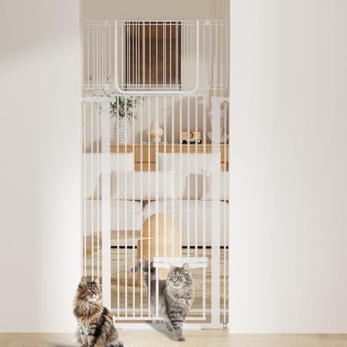 16.9" Cat Gate Height Extension, Adjustable Width 27-50.4", Top Extension Piece for Extra Tall Pet Gates, Prevents Pets Jumping Over, Dog Gate Accessory, White by YUFU