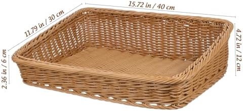 Desktop Magazine Storage Basket, Plastic Woven Fruit Basket for Kitchen - Image 2