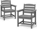 SERWALL Patio Dining Chair Set of 2,All Weather HDPE Dining Chair, Gray by SERWALL