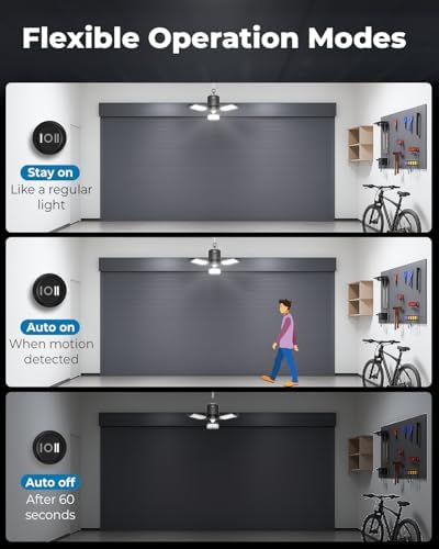 2 Pack Motion Sensor Garage Light Plug in, 8000LM 6500K Shop Lights - Image 3