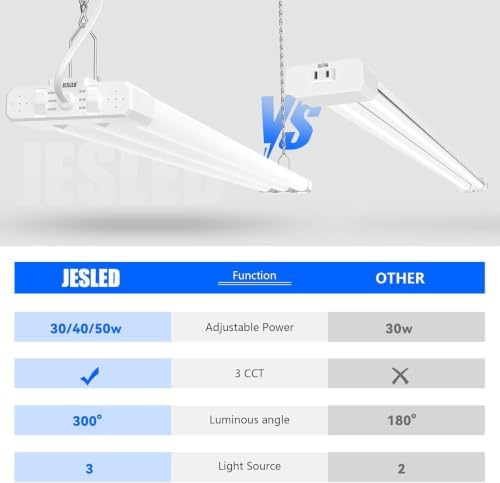 JESLED LED Shop Lights 4FT, 3CCT Selectable 50W 7500LM, Linkable, ETL - Image 4