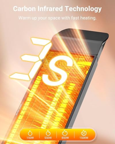 PASAPAIR 1500W Electric Infrared Patio Heater, Fast 3-Second Warmth, Black - Image 3