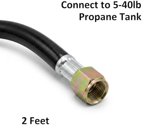 ATKKE 2 Feet Propane Regulator Hose Assembly, QCC1/Type 1 Tank to 3/8" Female Flare Fitting, Low Pressure Replacement Gas Line for Grill,Heater,Fire Pit, - Image 3