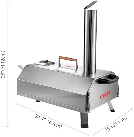 Semi-Automatic Silver 12 Outdoor Pizza Oven Portable Wood Fired Pizza Oven Outdoor Cooking Pizza Maker Portable Pizza Oven for Authentic Stone Baked Pizzas - Image 6