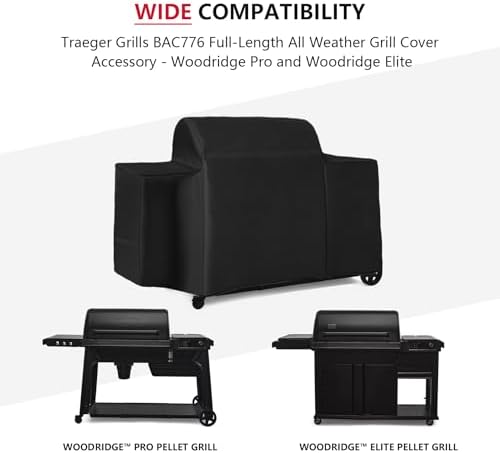 Outdoor Heavy Duty Waterproof Pellet Grill Cover for Traeger Woodridge Pro Grill Woodridge Elite Grill,Grill Cover for Traeger Grills BAC776 Full-Length All Weather Grill Cover Accessory,Black - Image 2