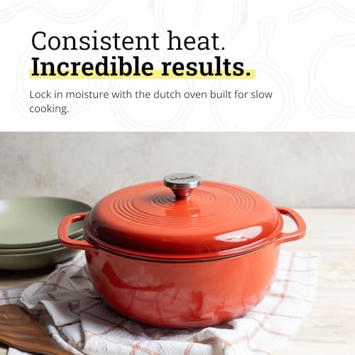Lodge Essential Enamel Cast Iron Dutch Oven, 6 Quart, Poppy - Image 3