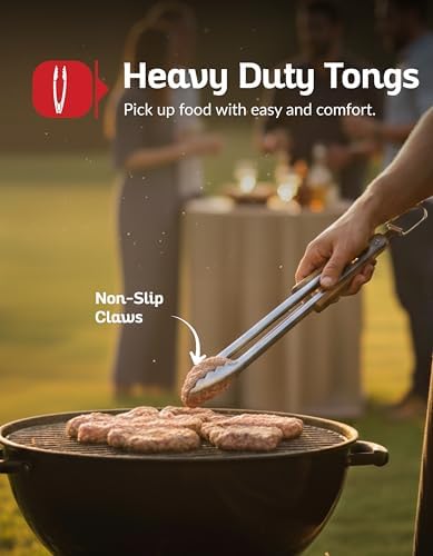 Professional Acacia Wood BBQ Tool Set (3 PCS) - Heavy Duty Stainless Steel Grill Accessories Kit with Spatula, Fork & Tongs - Durable Barbecue Utensils for Outdoor Cooking & Grilling - Image 3