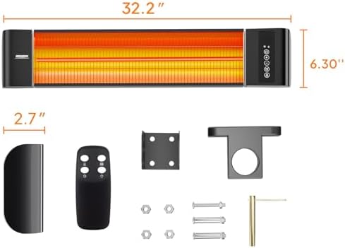 ROVSUN 1500W Outdoor Electric Heater Patio, Wall-mounted Heater - Image 6