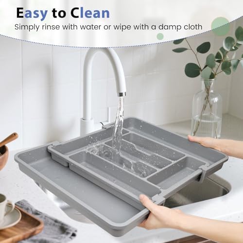 Caperci Large Silverware Organizer Tray for Kitchen Drawer Utensils Thicker - Image 6