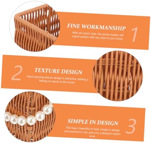 2 Pack Oval Imitation Rattan Serving Basket with Pearl Handles - Image 5