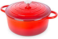 Cast Iron Dutch Oven with Lid - Non-Stick Ovenproof Enamelled Casserole Pot- Sturdy Dutch Oven Cookware - Red, 7.3- Quart, 30cm- by Nuovva by Nuovva